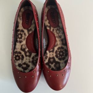 Red leather studded flats 6